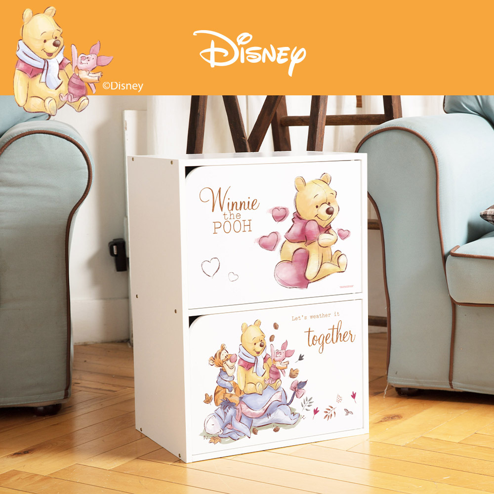 迪士尼 Disney 小熊維尼二層木門收納櫃 | 二門櫃 雙層門櫃【收納王妃】