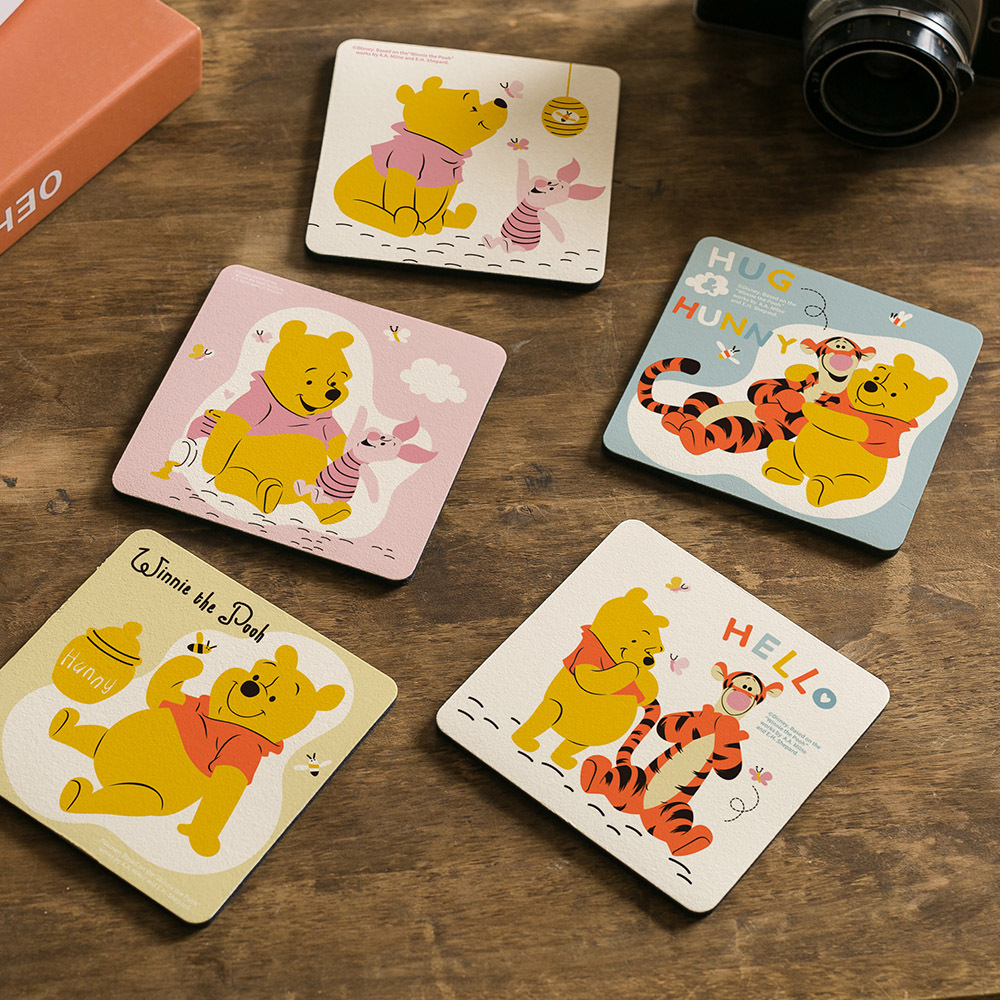 迪士尼 小熊維尼-軟式珪藻土杯墊2入組 | 防滑墊 吸水杯墊  【收納王妃】