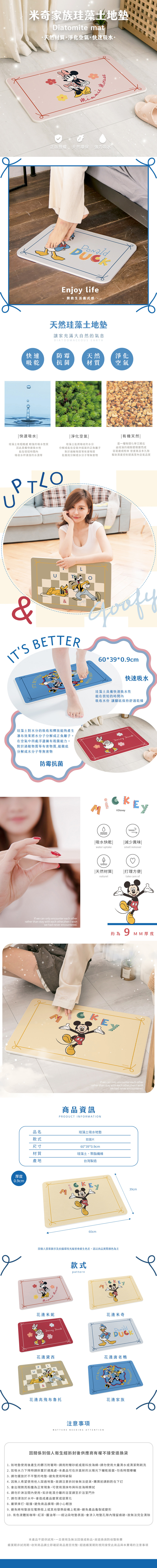 迪士尼 米奇家族-珪藻土地墊60x39 | 硅藻土 腳踏墊 【收納王妃】 商品細節 1