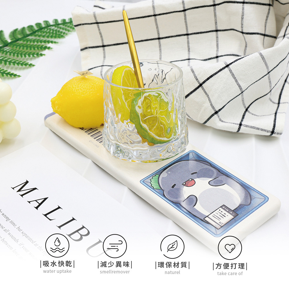 胖鯊魚鯊西米 珪藻土洗漱墊24X8 |牙刷架 防滑墊 瀝水墊【收納王妃】 商品細節 5