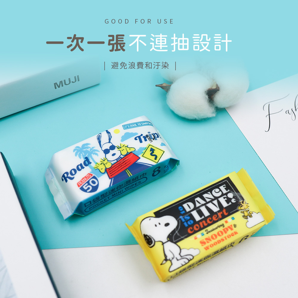 史努比 繽紛色系-純水迷你濕紙巾 | 8抽x4包 台灣製造【收納王妃】 商品細節 2