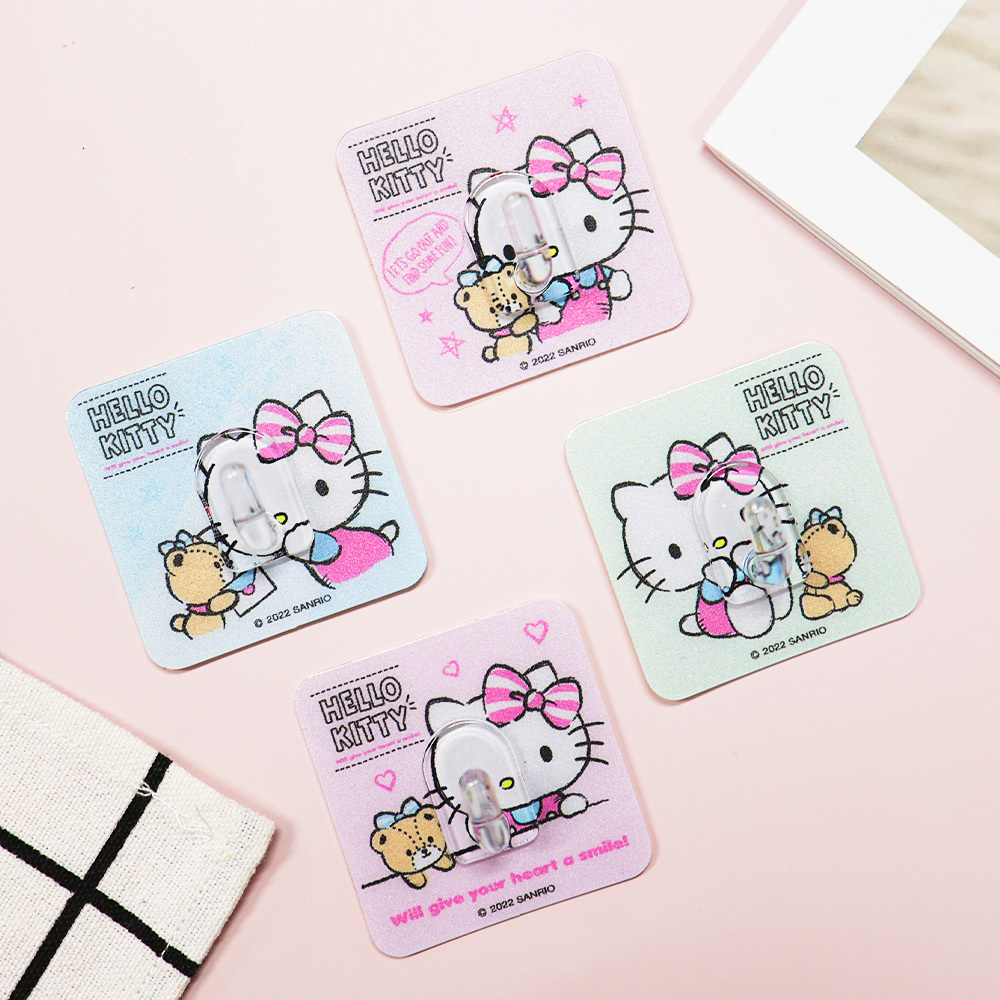 三麗鷗 HELLO KITTY 凱蒂-無痕掛勾4入組(小) 收納掛勾【收納王妃】