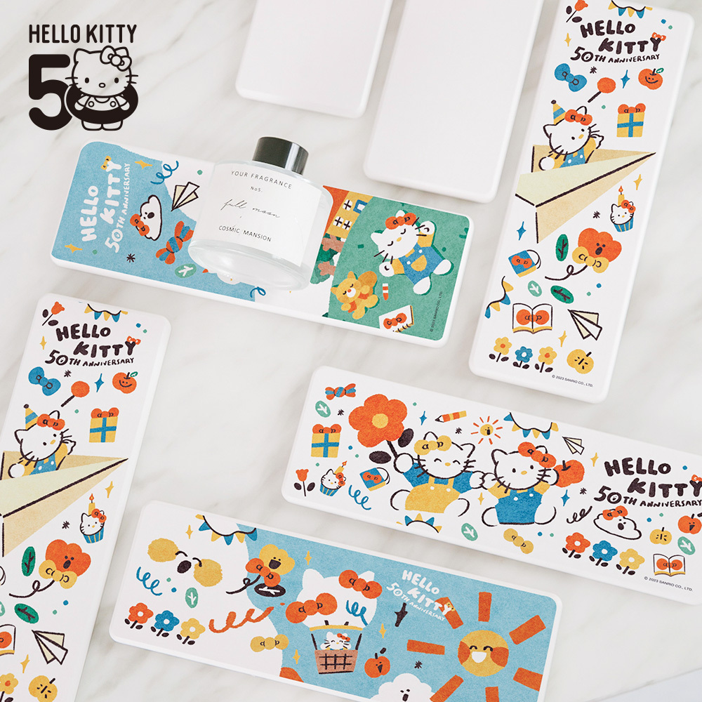三麗鷗 HELLO KITTY 50周年-珪藻土洗漱墊24X8 |牙刷架 防滑墊 瀝水墊【收納王妃】