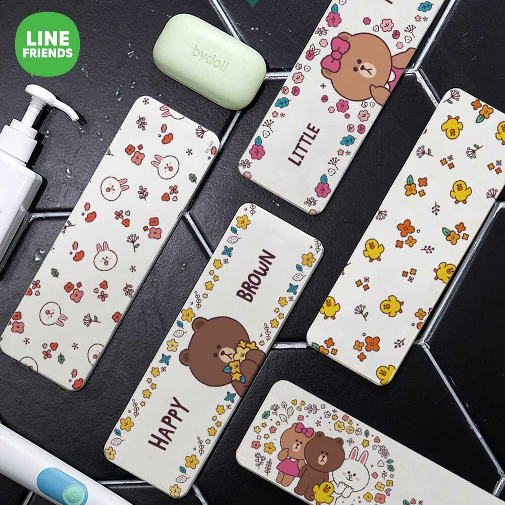 LINE FRIENDS 花朵系列-珪藻土洗漱墊24X8 |牙刷架 防滑墊 瀝水墊 熊大【收納王妃】