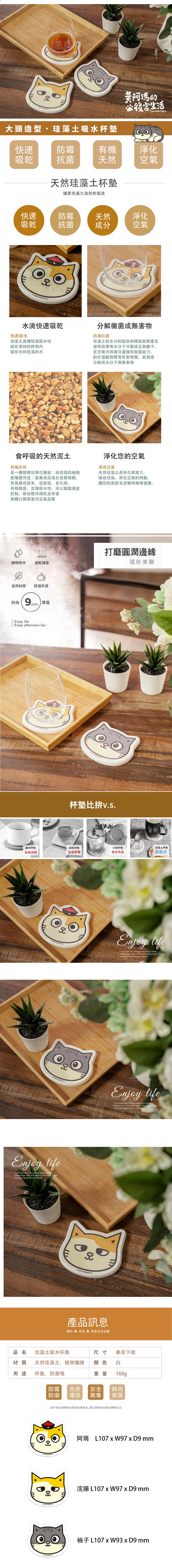 黃阿瑪的後宮生活 經典大頭-珪藻土杯墊1入 | 防滑墊 吸水杯墊  【收納王妃】 商品細節 1